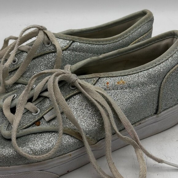 Vans Missy Silver Glitter Low Top Skate Shoes Lace Up Casual Sneakers Youth 4 - Picture 5 of 7